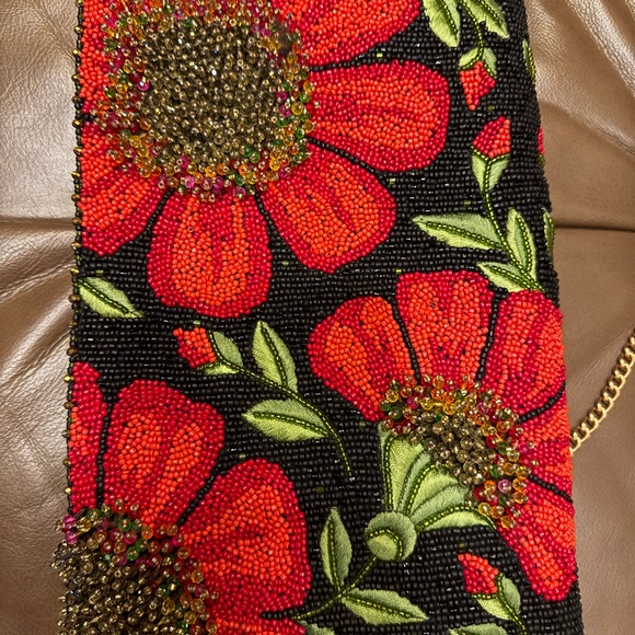 Mary Frances Handbags - Mary Frances Red and Green Beaded Floral Bag